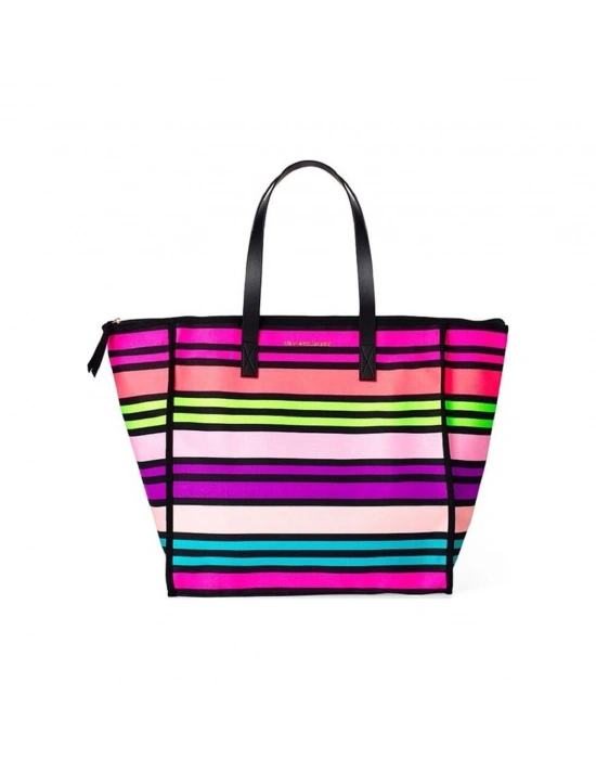 Victorias Secret Vs Rainbow Kanvas Tote Seyahat Çantası Çok Renkli