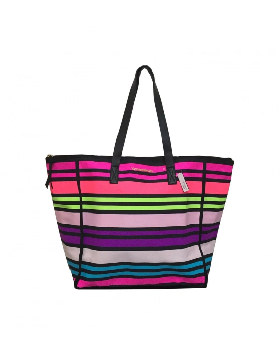 Victorias Secret Vs Rainbow Kanvas Tote Seyahat Çantası Çok Renkli