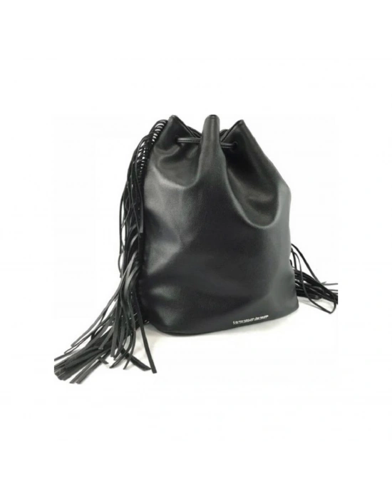 Vs Fashion Show Büzgü Kapamalı Saçaklı Siyah Sırt Çantası Siyah