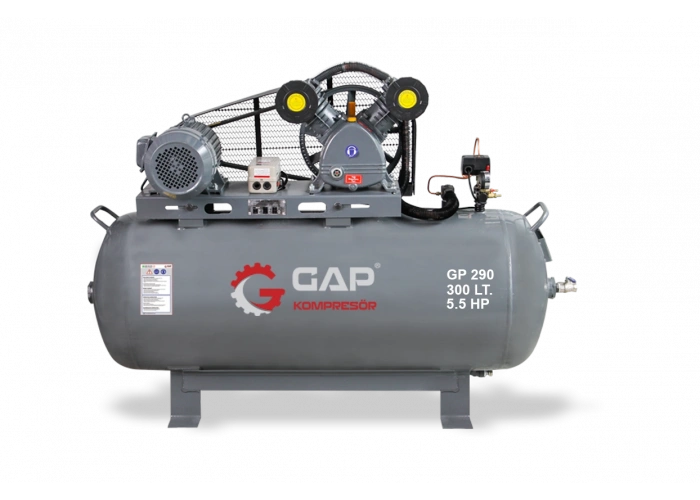 GP 290 | 300 lt 2 Kafa 8 Bar 5.5 HP Pistonlu Hava Kompresörü