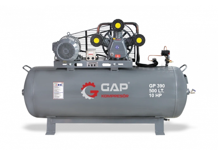 GP 390 | 500 lt 3 Kafa 8 Bar 10 HP Pistonlu Hava Kompresörü