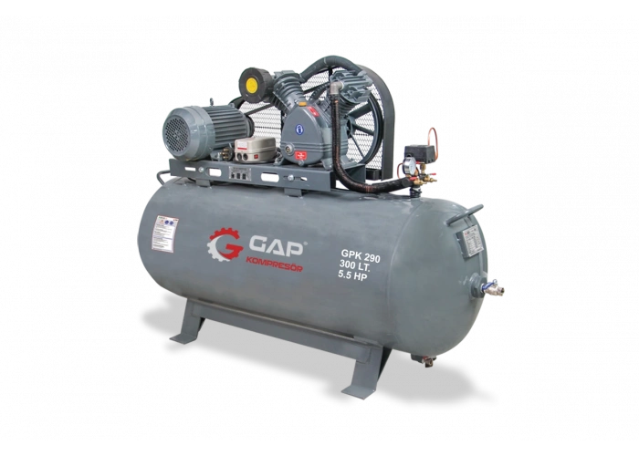 GPK 290 | 300 lt 2 Kafa 12 Bar 5.5 HP Pistonlu Hava Kompresörü