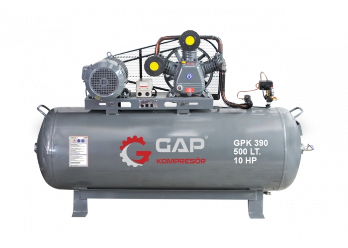 GPK 390 | 500 lt 3 Kafa 12 Bar 10 HP Pistonlu Hava Kompresörü