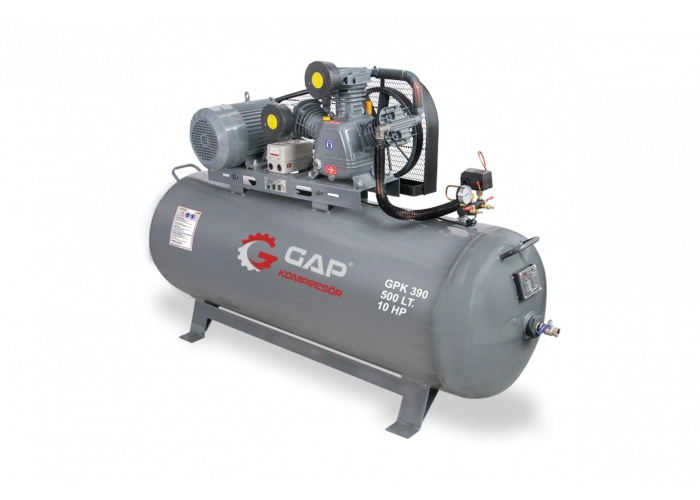 GPK 390 | 500 lt 3 Kafa 12 Bar 10 HP Pistonlu Hava Kompresörü