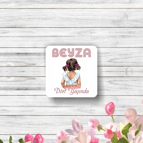 Baskıcı Amca Kız Çocuklu Ahşap Magnet