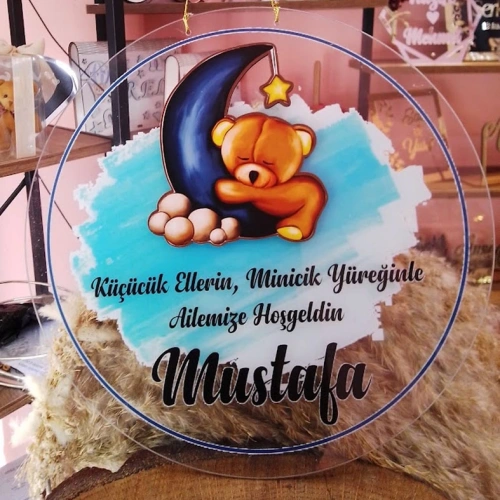 Baskıcı Amca Mavi Aylı Kapı Süsü