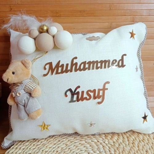 Baskıcı Amca Erkek Ayıcıklı Bebek Yastıklı