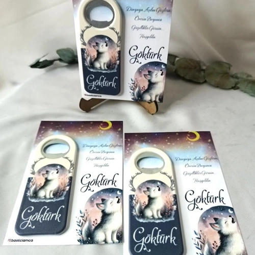 Beyaz Kurt Açacaklı Kart Magnet