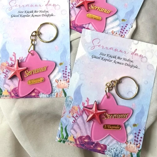 Yıldız Temalı Anahtarlık Kartlı