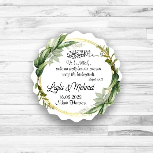 Yeşil Yaprak Desenli Ahşap Magnet