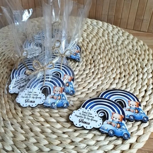 Araba Temalı Hediyelik Ahşap Magnet Poşetlemeli