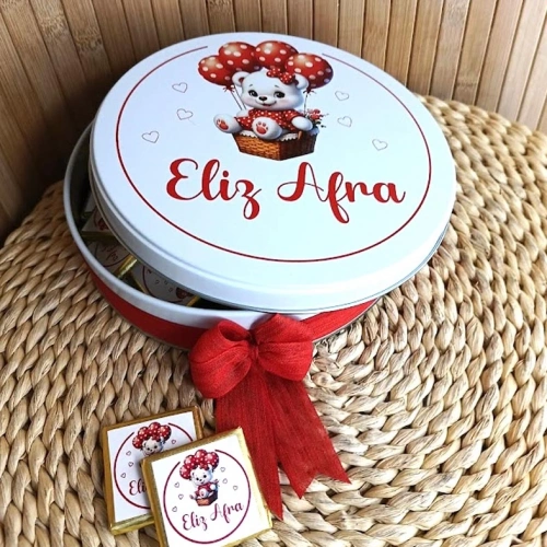 Kırmızı Balonlu Ayıcık Çikolata Kutusu