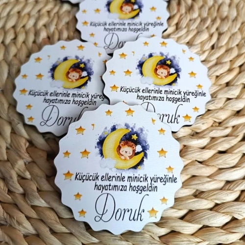 Baskıcı Amca Yıldızlı Aslanlı Ahşap Magnet