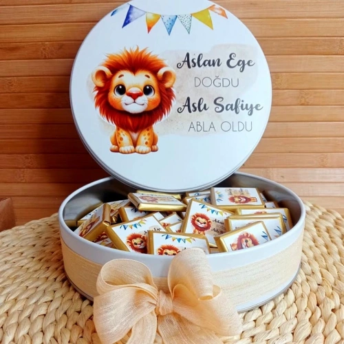 Sevimli Aslan Temalı Hediyelik Çikolata Kutusu