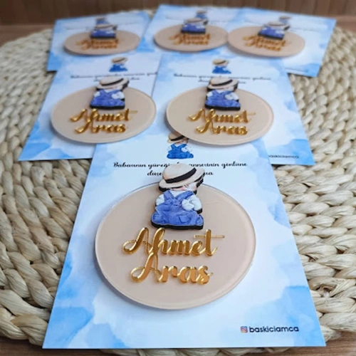 Baskıcı Amca Erkek Bebek Temalı Boyalı Magnet