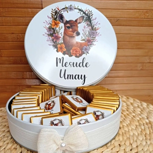Geyik Desenli Hediyelik Çikolata Kutusu