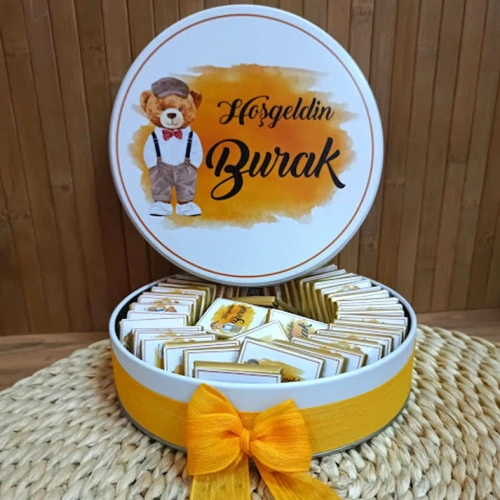 Baskıcı Amca Ayıcıklı Bebek Çikolata Kutusu