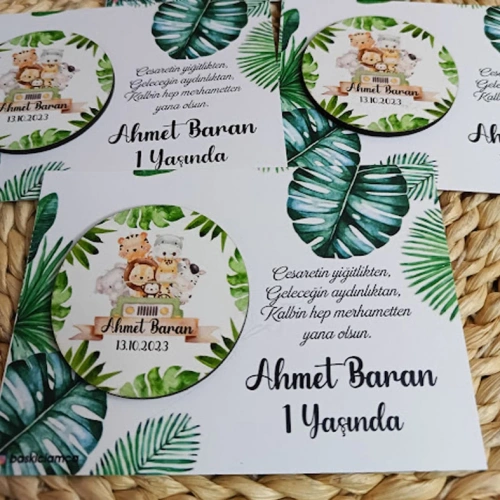 Baskıcı Amca Safari Temalı Ahşap Kartlı Magnet