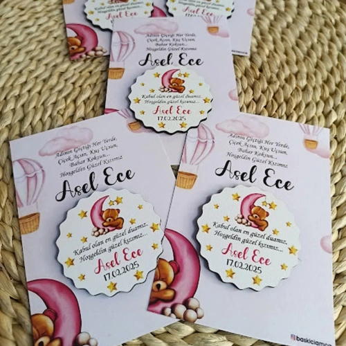 Baskıcı Amca Ayıcıklı Kartlı Ahşap Magnet