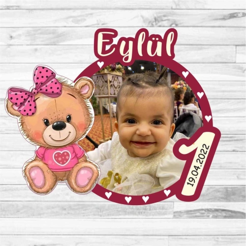 Baskıcı Amca Ayıcık Konseptli Fotoğraflı Ahşap Magnet