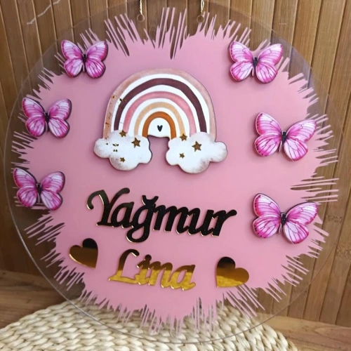 Baskıcı Amca Kelebek Temalı Kapı Süsü