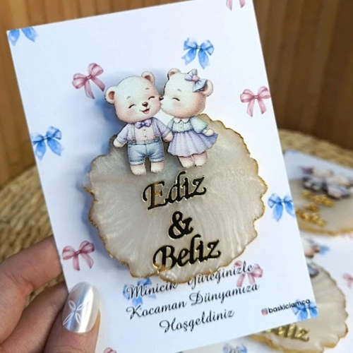 Baskıcı Amca Ayıcıklı Epoksi Kartlı Magnet