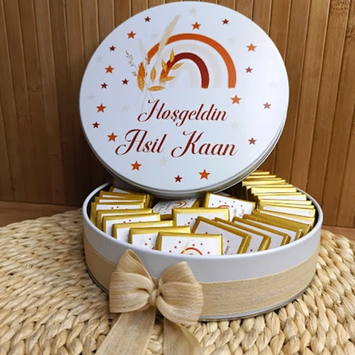 Boho Gökkuşağı  Temalı Hediyelik Bebek Çikolata Kutusu