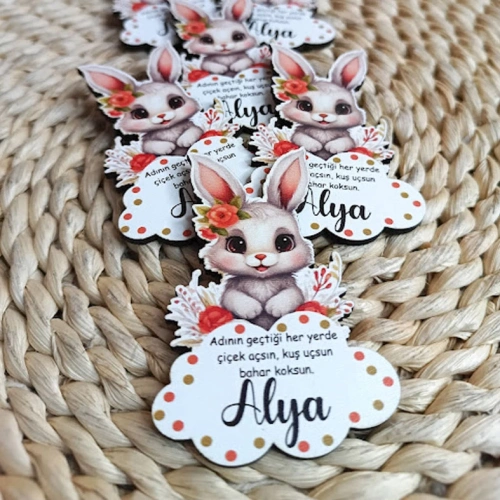 Baskıcı Amca Sevimli Tavşan Ahşap Magnet