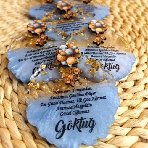 Baskıcı Amca Ayıcıklı  Mavi Epoksi Magnet