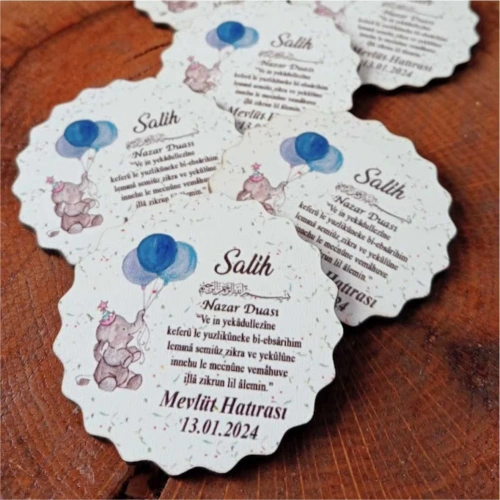 Baskıcı Amca Fil Desenli Ahşap Magnet