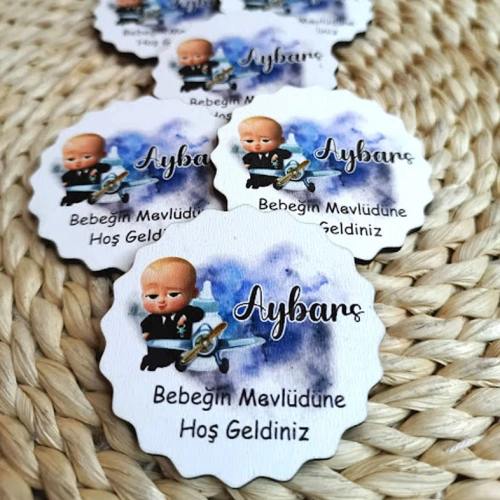 Baskıcı Amca Patron Bebek Temalı Ahşap Magnet