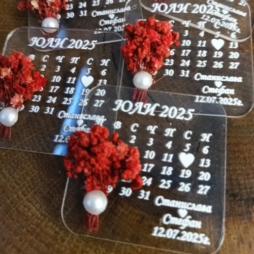 Çiçek Süslemeli Şeffaf Pleksi Magnet