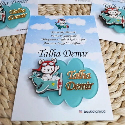 Baskıcı Amca Bulut Temalı Boyamalı Kartlı Magnet