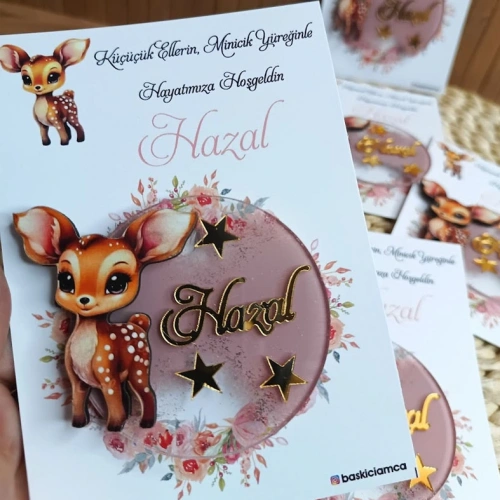 Baskıcı Amca Kartlı Geyikli Boyamalı Magnet