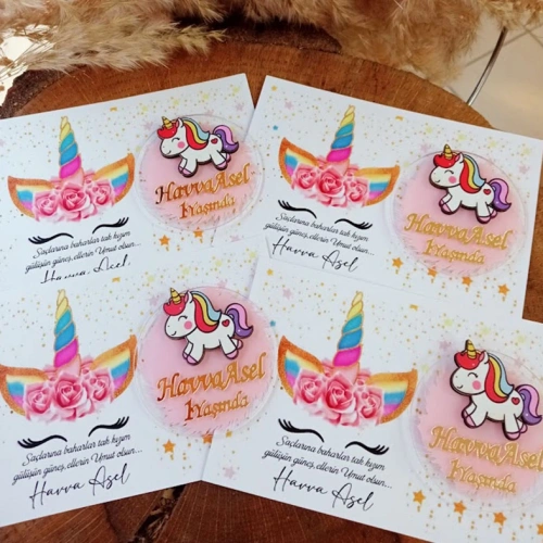 Baskıcı Amca Kartlı Unicornlu Boyalı Magnet
