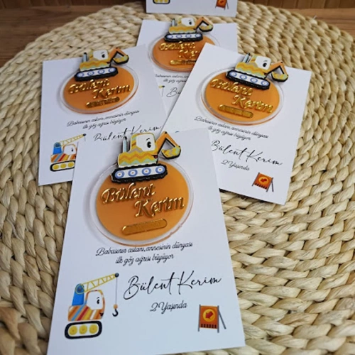 Baskıcı Amca Kartlı İş Makineleri Boyalı Magnet