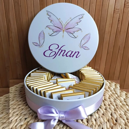 Kelebekli Bebek Hediyelik  Çikolata Kutusu