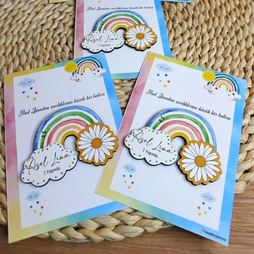 Baskıcı Amca Gökkuşaklı Kartlı Ahşap Magnet