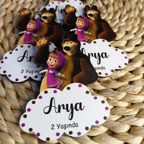 Baskıcı Amca Masha ve Koca Ayılı Ahşap Magnet