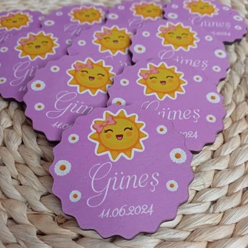 Baskıcı Amca Güneş Figürlü Ahşap Magnet