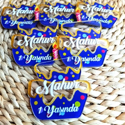 Baskıcı Amca Mavili Pasta Pleksi Magnet