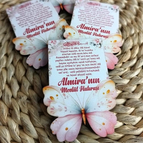 Renkli Kelebek Temalı Ahşap Magnet