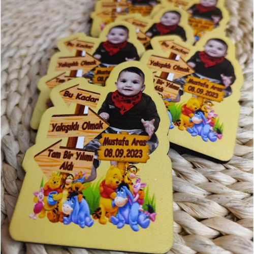 Baskıcı Amca Sevimli Karakterli Fotoğrafı Ahşap Magnet