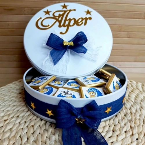 Pleksili Mavili Bebekli Çikolata Kutusu