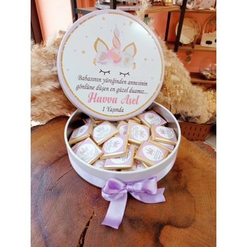 Unicorn Temalı Hediyelik Çikolata Kutusu