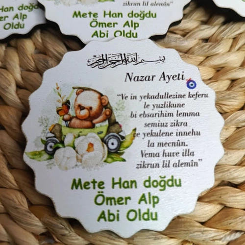 Baskıcı Amca Yeşil Ayıcıklı Ahşap Magnet