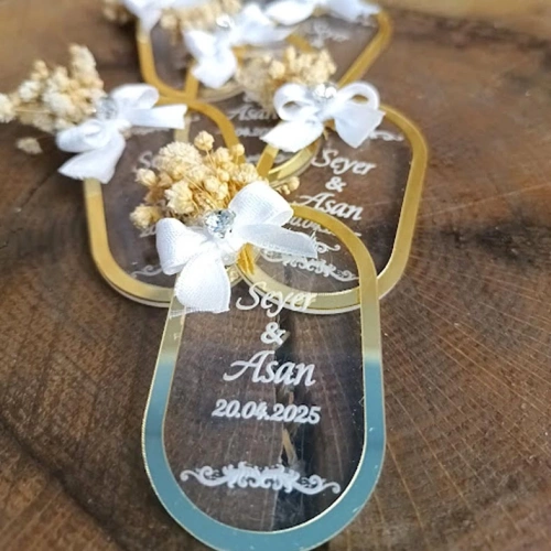 Baskıcı Amca Pleksi Süslemeli Kurdaleli Düğün Magneti