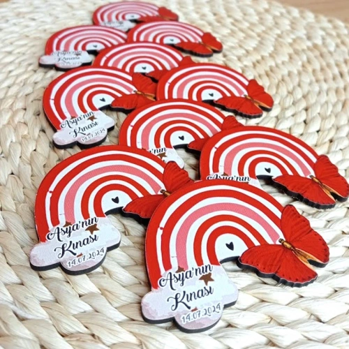 Baskıcı Amca Kelebekli Ahşap Magnet