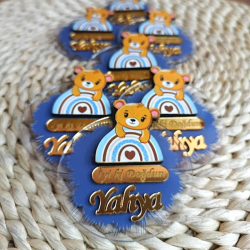 Baskıcı Amca Renkli Ayıcık Temalı  Boyalı Magnet