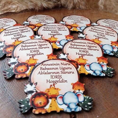 Baskıcı Amca Safari Konsept Ahşap Magnet